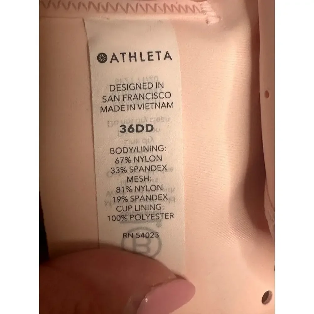 Athleta Ballet Pink Phenomena Vopk  Bra Women's Size 36DD NWT